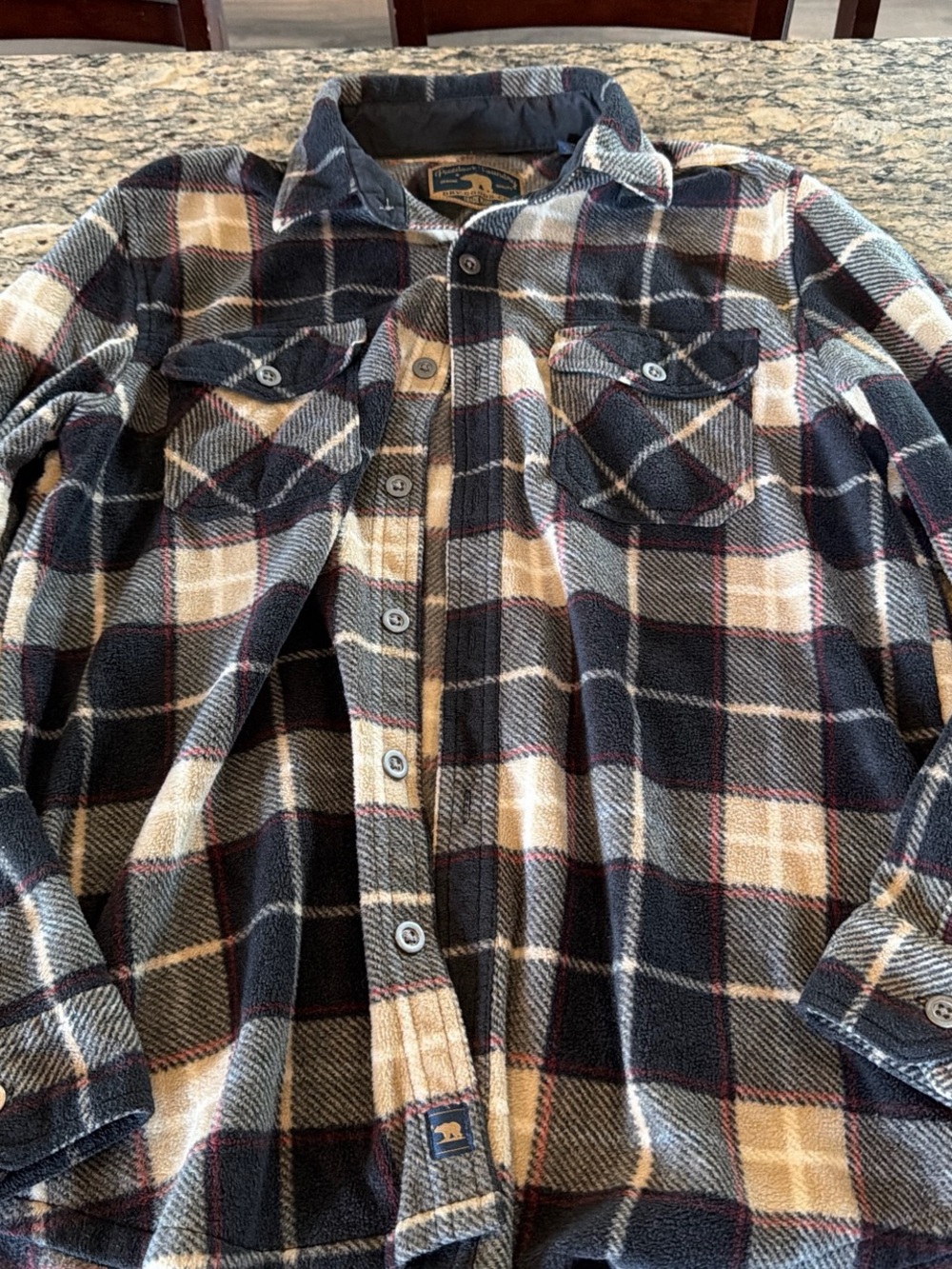 Men's Plaid Button-Up Shacket in Black & Cream